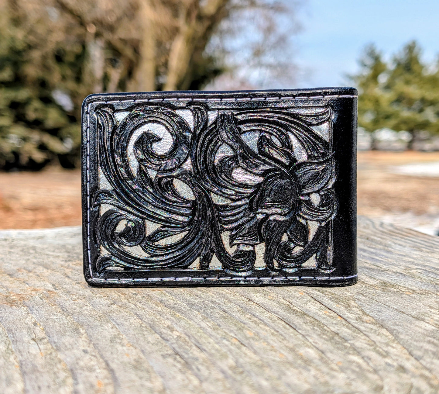 Hand-Made Tooled Leather Bifold Wallet