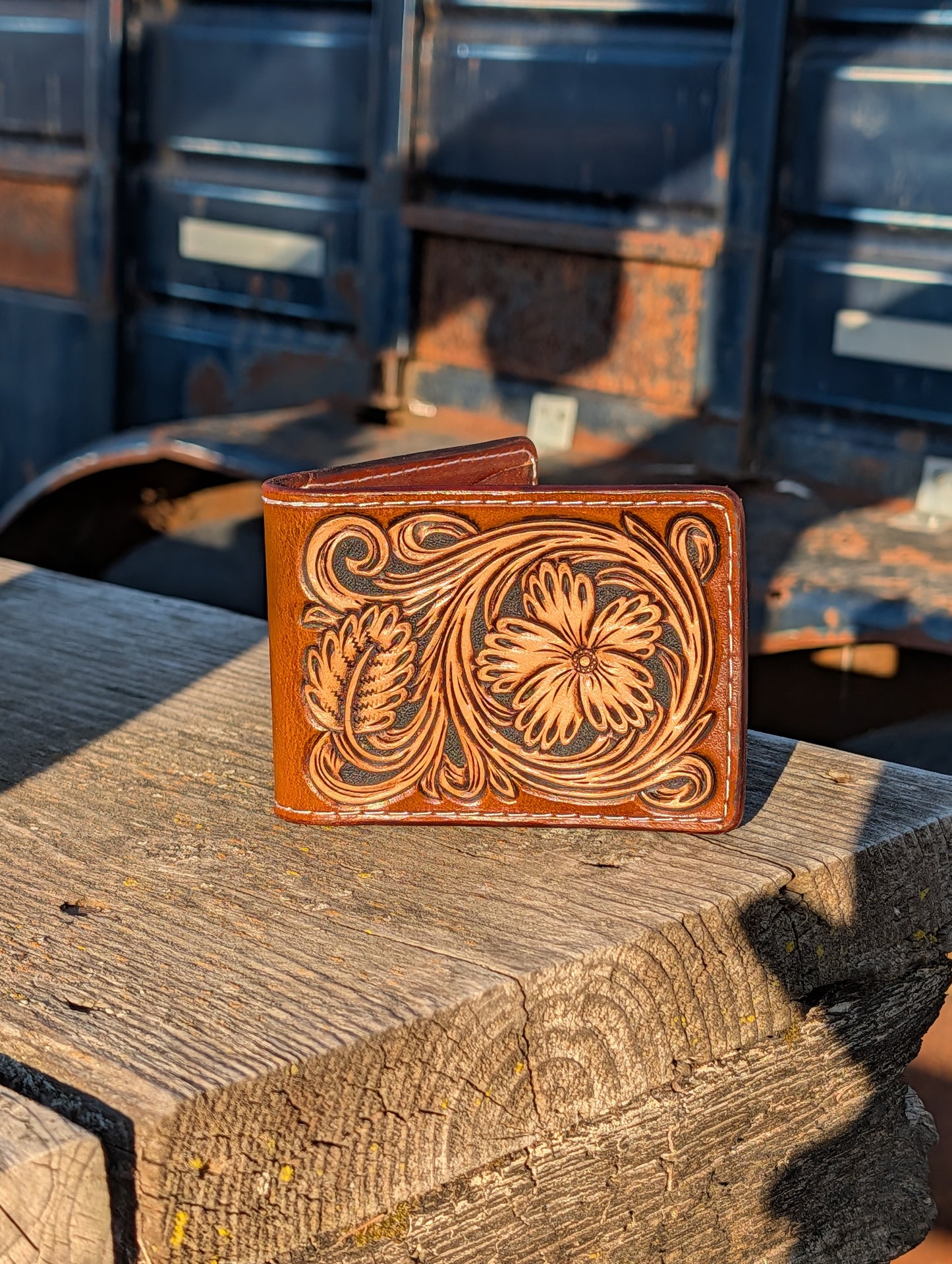 Hand-Tooled Floral Bifold Wallet